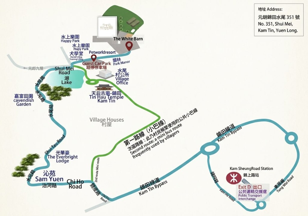 The White Barn 場地及交通示意圖